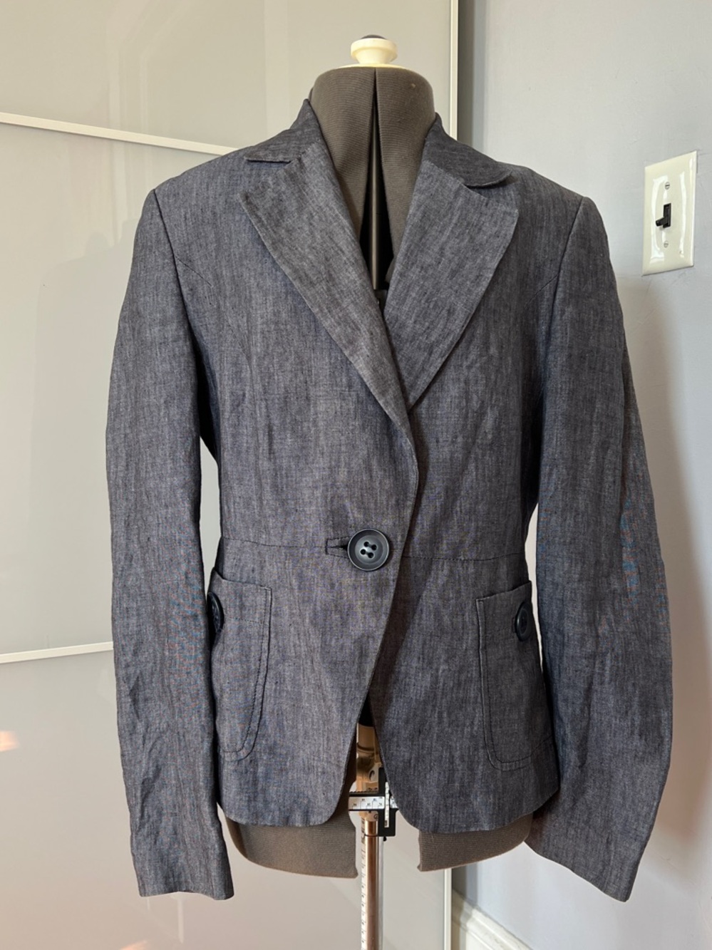 United Colors of Benetton Blue Gray Single-Button Blazer
